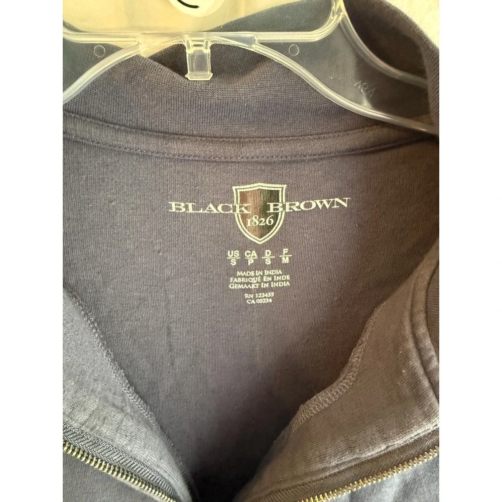 Black‎ Brown 1826 Mens Quarter Zip Pullover Navy Blue Mock Neck Sweater Small